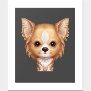 Fawn & White Long Coat Chihuahua Posters and Art